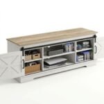 Smooth-black-metal-sliding-barn-door-track-and-X-brace-cabinet.