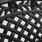 Water-beading-on-the-weather-resistant-bronze-finish-of-the-bench.