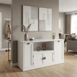 Multifunctional-white-sideboard-credenza-in-modern-living-room.