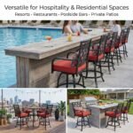 Outdoor-swivel-bar-stools-arranged-at-commercial-poolside-bar-and-resort-deck.
