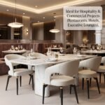 Set-of-modern-cream-dining-chairs-around-a-luxury-dining-table-in-a-high-end-restaurant.
