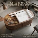 Oval Fluted Wood Coffee Table with Concealed Storage - Image 6