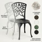 Cast Aluminum Floral-Back Outdoor Patio Dining Chair - Image 6