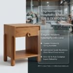 Mid-Century Modern Solid Wood Nightstand with Drawer & Shelf - Image 6