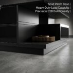 Modern High-Gloss Black Coffee Table with Storage Drawers & Open Shelf - Image 6
