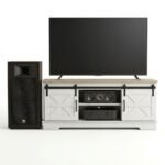 Farmhouse Sliding Barn Door TV Stand with Integrated Mount - Image 6