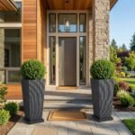 Premium Tall Rattan-Style Plastic Planter with Base - Image 2