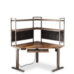 Industrial L-Shaped Motorized Standing Desk