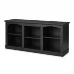 Minimalist Black Ribbed Wood Media Console