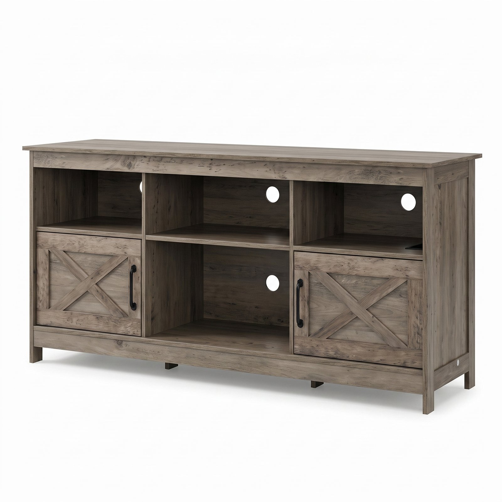 FTLFFT-1023—生成图 Farmhouse Sliding Barn Door TV Stand - Image 1