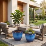 Premium Glossy Blue Fluted PP Plastic Planter - Image 2