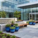 Premium Glossy Blue Fluted PP Plastic Planter - Image 3