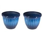 Premium Glossy Blue Fluted PP Plastic Planter