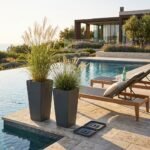 Premium Tall Square Polypropylene (PP) Planters - Faux Stone Finish - Image 3