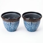 Faux Glazed Ceramic PP Plastic Planter – Blue Marble Finish