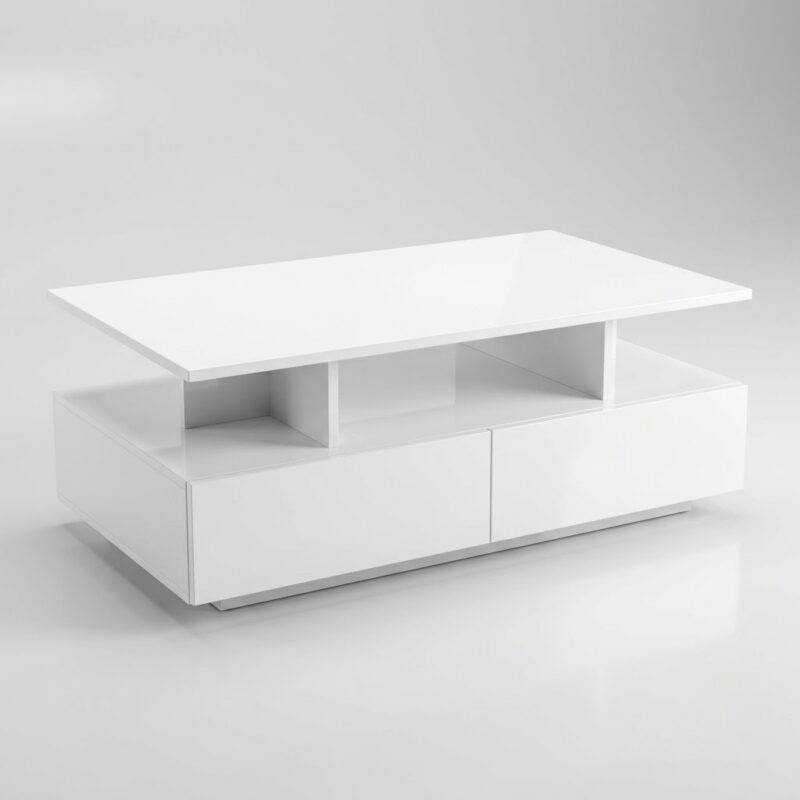 Modern-white-coffee-table-with-open-storage-and-drawers-by-MMK-Furniture-Makers.