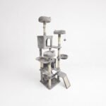 Multi-Level Plush Grey Cat Tree with Scratching Posts