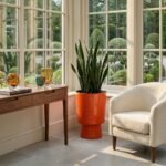 Wholesale Modern Glossy Orange PP Plastic Pedestal Planter - Image 3