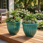 Premium Ribbed Turquoise PP Plastic Planter - Image 2