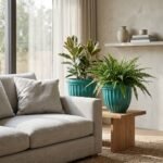 Premium Ribbed Turquoise PP Plastic Planter - Image 3