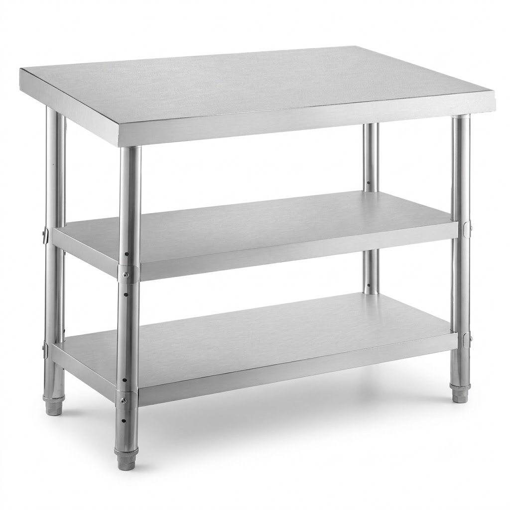 01 IMISSS-1001 Commercial 3-Tier Stainless Steel Prep Table with Double Undershelves - Image 1