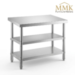 Heavy-Duty 3-Tier Commercial Stainless Steel Prep Table with Double Undershelves
