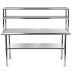 Heavy-Duty Commercial Stainless Steel Prep Table with Double-Tier Overshelf