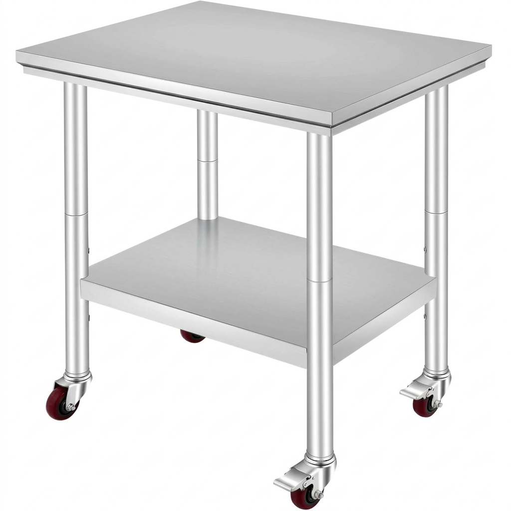 01 IMISSS-1015 Heavy-Duty Commercial Stainless Steel Prep Table with Casters & Adjustable Undershelf - Image 1