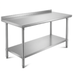 Heavy-Duty 201 Stainless Steel Commercial Prep Table with Backsplash & Undershelf