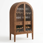 Elegant Arched Solid Oak Wine Cabinet Display