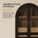 Arched Black Solid Oak Wine Cabinet with Glass Doors - Image 2