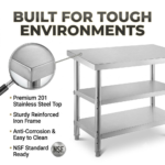 Commercial 3-Tier Stainless Steel Prep Table with Double Undershelves - Image 2