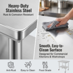 Heavy-Duty Commercial Stainless Steel Prep Table with Casters & Adjustable Undershelf - Image 2