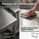 Heavy-Duty 201 Stainless Steel Commercial Prep Table with Backsplash & Undershelf - Image 2