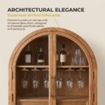 Elegant Arched Solid Oak Wine Cabinet Display - Image 2