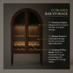 Arched Dark Solid Oak Wine Cabinet with Glass Doors - Image 3