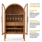 Elegant Arched Solid Oak Wine Cabinet Display - Image 3