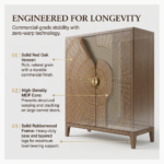 Mid-Century Modern Sunburst Solid Oak Wine Cabinet - Image 3