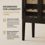 Arched Black Solid Oak Wine Cabinet with Glass Doors - Image 4