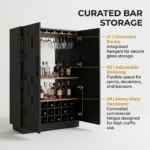 Modern Black Geometric Puzzle-Design Wine Cabinet - Image 4