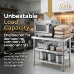 Heavy-Duty 3-Tier Commercial Stainless Steel Prep Table with Double Undershelves - Image 4
