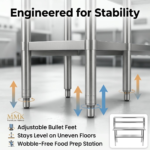 Heavy-Duty Commercial Stainless Steel Prep Table with Double-Tier Overshelf - Image 4