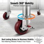 Heavy-Duty Commercial Stainless Steel Prep Table with Casters & Adjustable Undershelf - Image 4