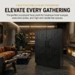Modern Black Geometric Puzzle-Design Wine Cabinet - Image 5