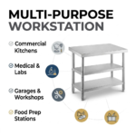 Commercial 3-Tier Stainless Steel Prep Table with Double Undershelves - Image 5