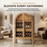Elegant Arched Solid Oak Wine Cabinet Display - Image 5