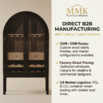 Arched Black Solid Oak Wine Cabinet with Glass Doors - Image 6