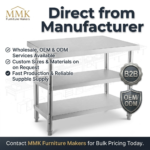 Commercial 3-Tier Stainless Steel Prep Table with Double Undershelves - Image 6