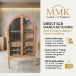 Elegant Arched Solid Oak Wine Cabinet Display - Image 6